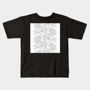 Non Colored Pattern with Floral Motifs Kids T-Shirt